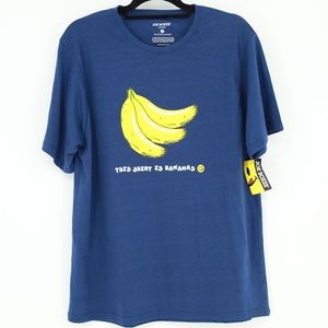 Joe Boxer Mens Blue This Shirt Is Bananas Graphic Pajama Top Sleep NWT Large
